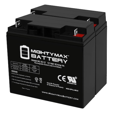 12V 18AH SLA Battery Replacement For Ritar RT12200H - 2 Pack